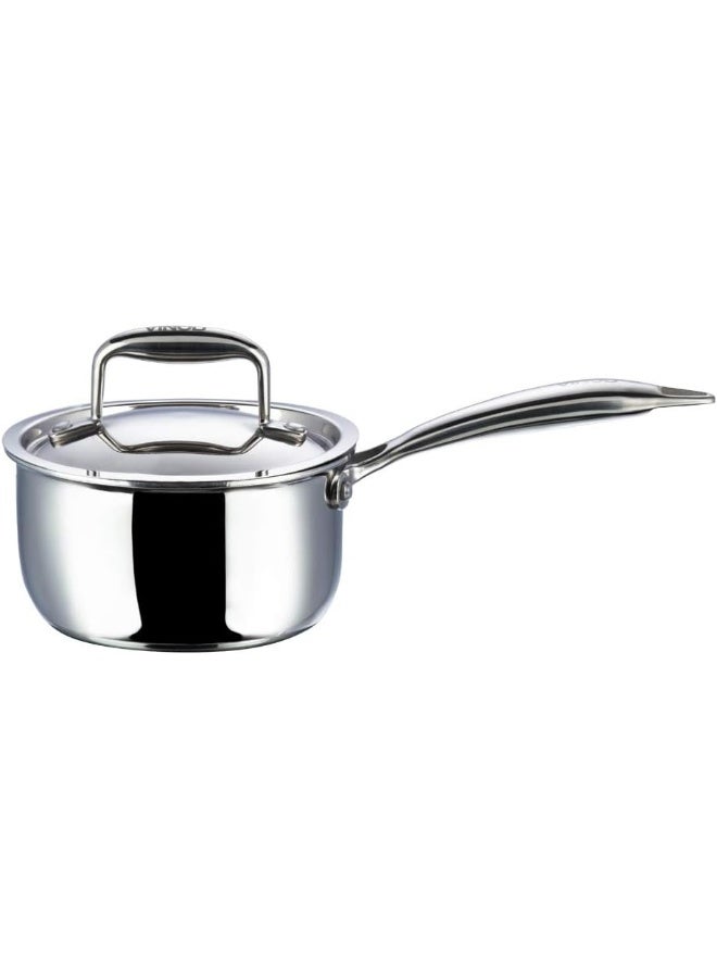 VINOD Platinum Triply Stainless Steel Saucepan with Lid - 1.2 Litres (14 cm) | 2.5 mm Thick | Tea, Chai Pan | | Induction & Gas Friendly, Heavy Bottom - Silver - Image 4