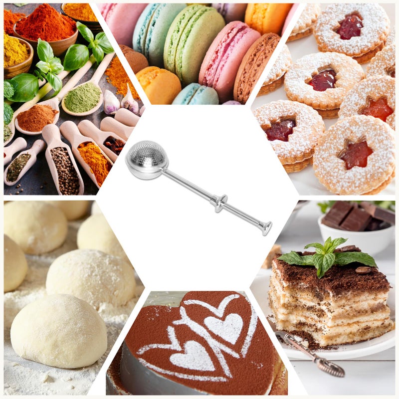 HULISEN Set of 2 Flour Duster for Baking, Powdered Sugar Shaker Duster, 18/8 Stainless Steel Pick Up and Dust Flour Sifter with Spring-operated Handle for Easy One-handed Operation - Image 5