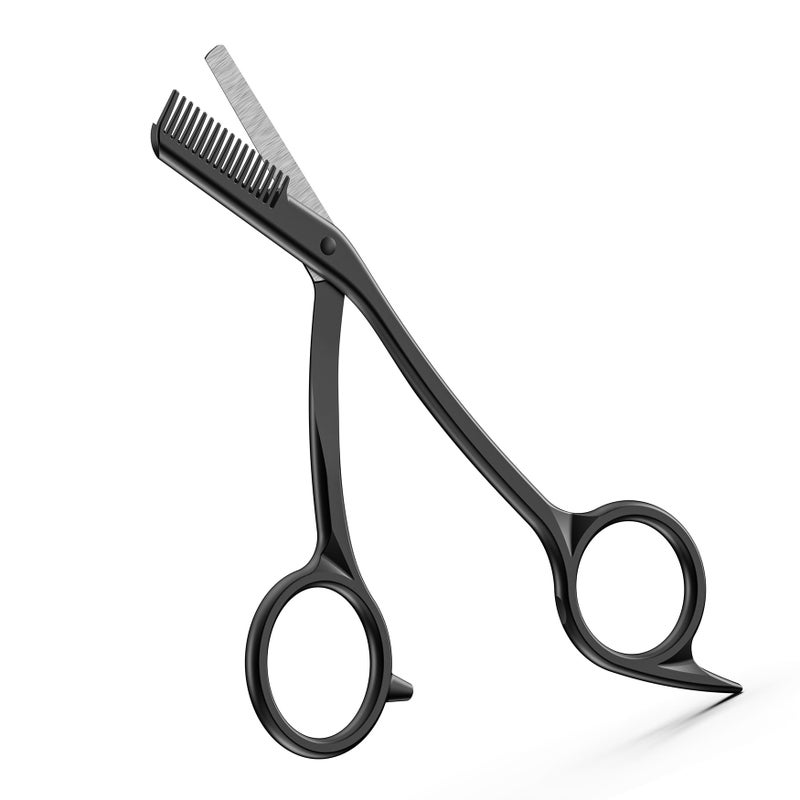 BEZOX Eyebrow Scissors with Comb - Stainless Steel Eyebrow Trimmer for Women and Men, Precision Eye Brow Comb Scissors, Sleek Eyebrows Shaping Grooming Kit - Black - Image 1