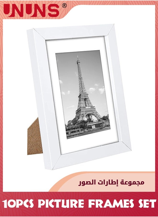 UNUNS Picture Frame Set of 10, 5x7 Inch Picture Frames,Display Pictures 4x6 Inch With Mat Or 5x7 Inch Without Mat,Multi Photo Frames Collage For Wall Or Tabletop Display,White  - Image 5