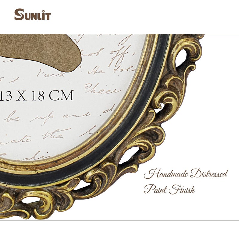 Sunlit Vintage Picture Frame 5x7 Inch  Oval Antique Photo Frames with Glass Front  Luxury Photo Display  Tabletop Wall Hanging  Gift Ideas  Golden Brown - Image 5