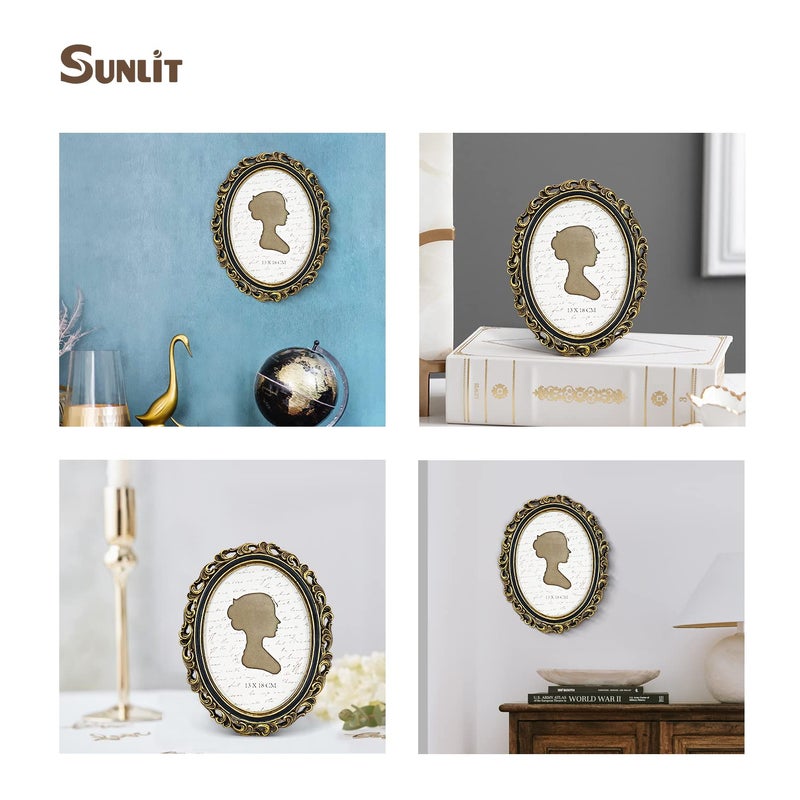 Sunlit Vintage Picture Frame 5x7 Inch  Oval Antique Photo Frames with Glass Front  Luxury Photo Display  Tabletop Wall Hanging  Gift Ideas  Golden Brown - Image 4