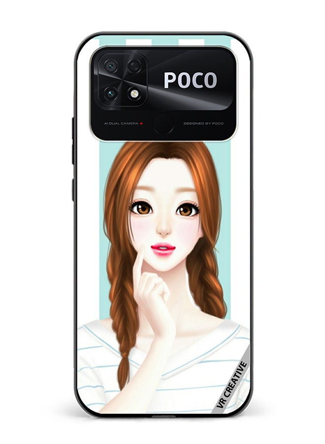 VR CREATIVE Protective Case Cover For Xiaomi Poco C40 Thinking Girl Design Multicolour - Image 1