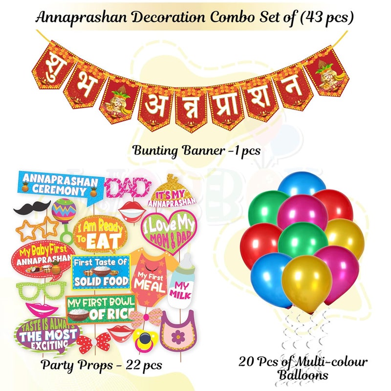 Wobbox Shubh Annaprashan Decoration Items Set which Includes Baby annaprashan Ceremony Props Subh Annaprashan Banner Rice Ceremony Decorations Items 44 Pcs SetFP5756 - Image 2