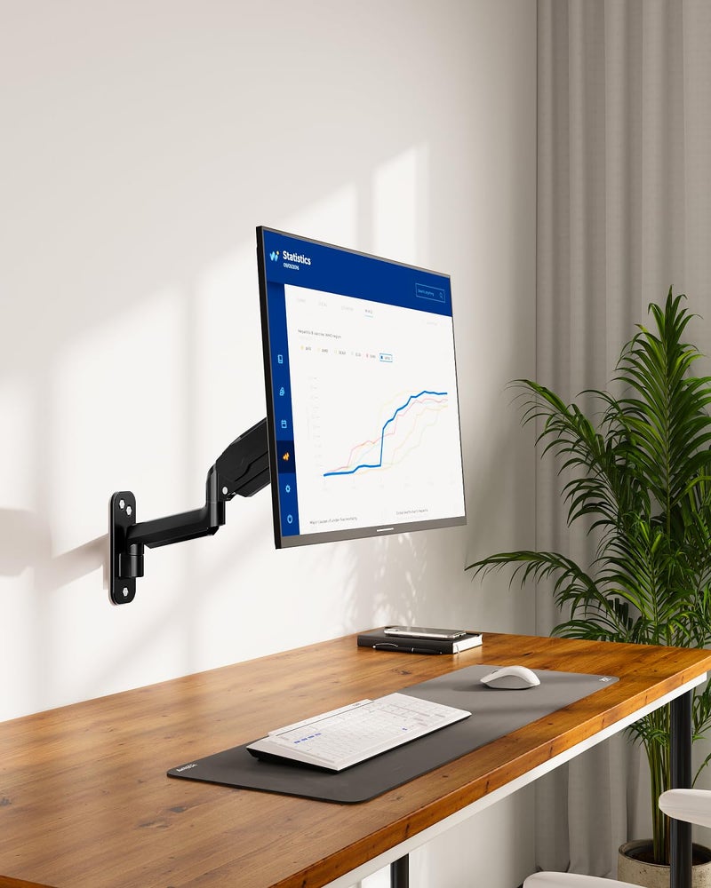MOUNT PRO حامل حائط لمونيتور واحد من MOUNT PRO لشاشات الكمبيوتر من 13 إلى 32 بوصة، ذراع مونيتور بنابض غاز يحمل حتى 17.6 رطل، حامل حائط قابل للتعديل بالكامل، تركيب VESA 75x75، 100x100، أسود - Image 2