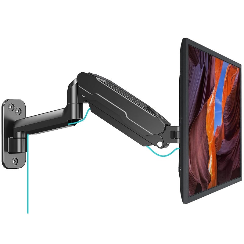 MOUNT PRO حامل حائط لمونيتور واحد من MOUNT PRO لشاشات الكمبيوتر من 13 إلى 32 بوصة، ذراع مونيتور بنابض غاز يحمل حتى 17.6 رطل، حامل حائط قابل للتعديل بالكامل، تركيب VESA 75x75، 100x100، أسود - Image 1