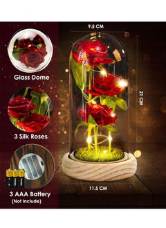 Generic Valentines Day Flowers Roses Gifts for Her,Anniversary Thanksging Birthday Valentines Day Roses Gifts for Her Wife Mom Girlfriend, Beauty and The Beast Rose Red Silk Rose Flower in Glass Dome  - Image 4