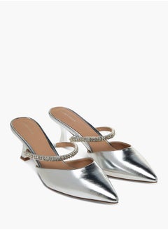 Flora Bella By Shoexpress Womens Embellished Slip-On Mules With Flared Heels  - Image 2