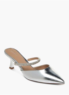 Flora Bella By Shoexpress Womens Embellished Slip-On Mules With Flared Heels  - Image 1