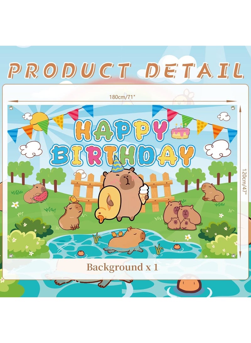 SYOSI Capybara Party Decor, Happy Birthday Backdrop, Festive Supplies, Vibrant Design, Eye Catching Decorations, Perfect for Birthday Celebrations, Kids Parties - Image 2