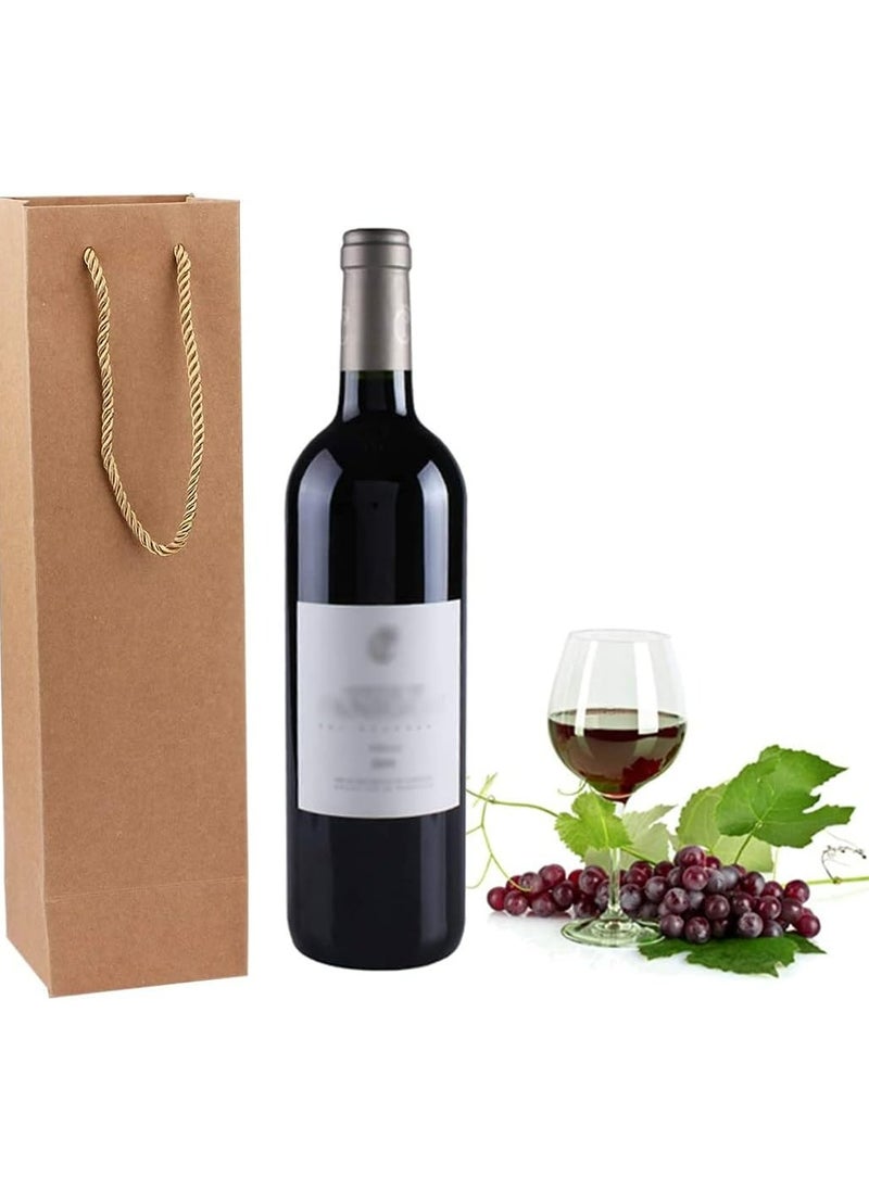Oasisgalore 10-Pack Paper Wine Bottle Gift Bags with Handles, 3.7x3.5x13.8”, Reusable Kraft Bags for Party  - Image 5