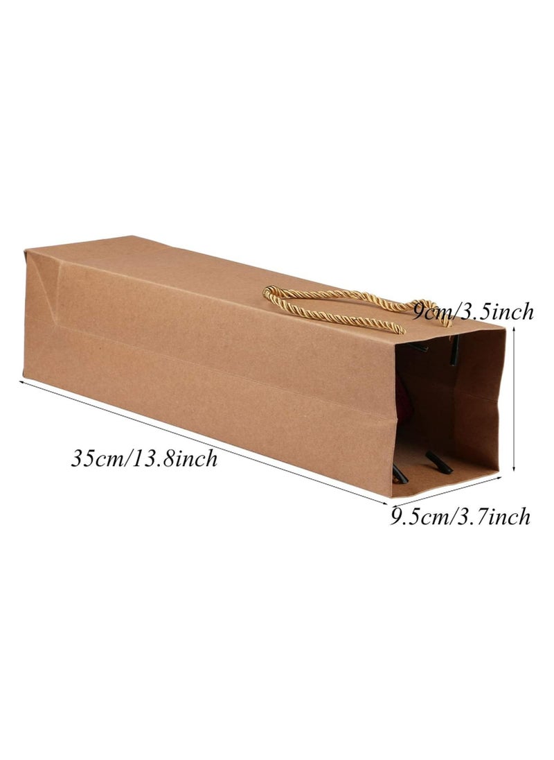 Oasisgalore 10-Pack Paper Wine Bottle Gift Bags with Handles, 3.7x3.5x13.8”, Reusable Kraft Bags for Party  - Image 2