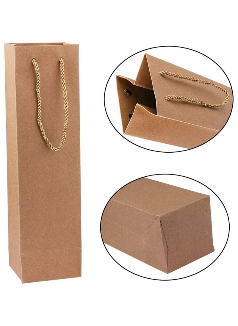 Oasisgalore 10-Pack Paper Wine Bottle Gift Bags with Handles, 3.7x3.5x13.8”, Reusable Kraft Bags for Party  - Image 3