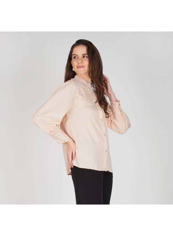 Linelle Soft Crepe Ladies Shirt – High Neck and Full Sleeves with Embroidery - Image 4