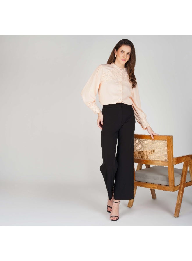Linelle Soft Crepe Ladies Shirt – High Neck and Full Sleeves with Embroidery - Image 1