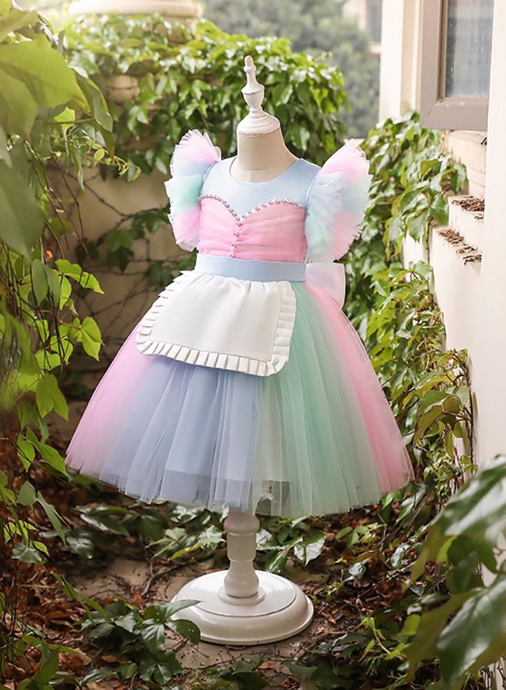Loquat Small fly-sleeve stitching Alice Pastoral princess dress  - Image 3