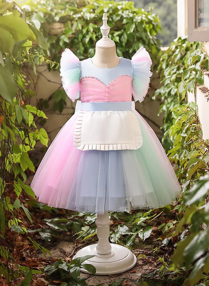 Loquat Small fly-sleeve stitching Alice Pastoral princess dress  - Image 1