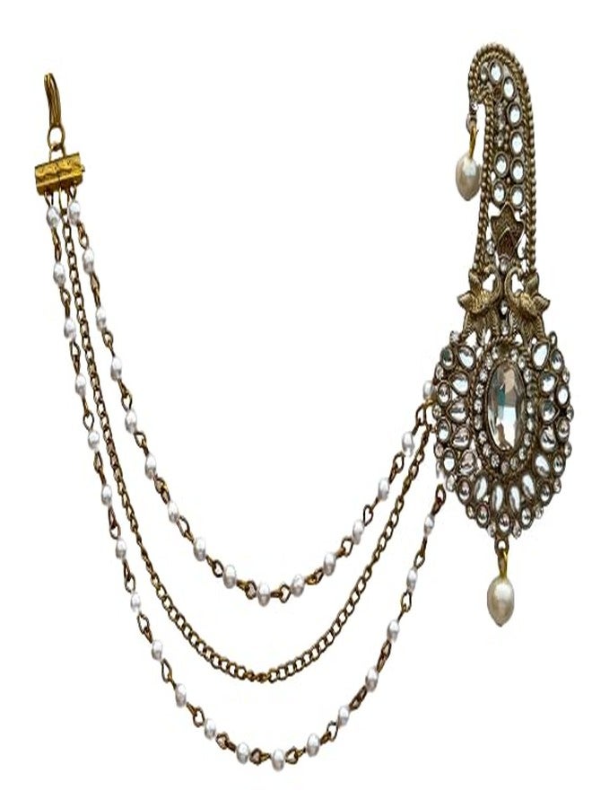 FURE Peacock Classic Metal Kilangi Brooch with Chain (Bronze) for Men - Image 2