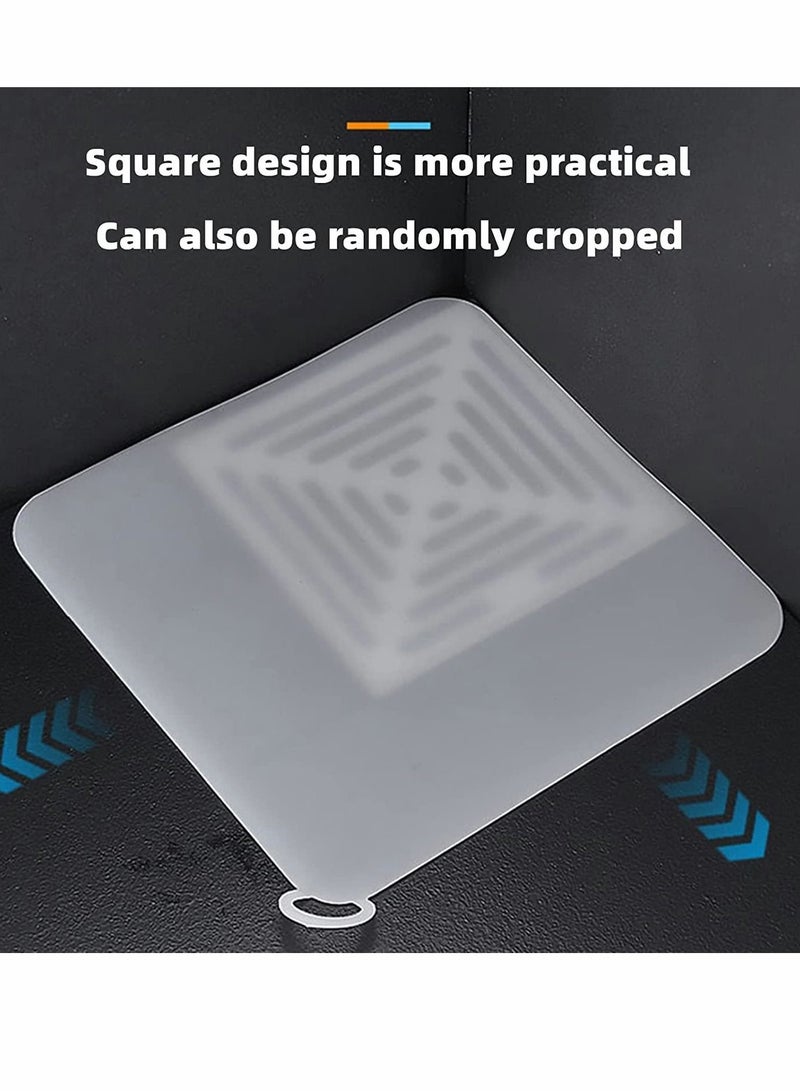 4 Pcs Drain Cover, Bathroom Plugs Tub Stopper Sewer Cover Mat Silicone Deodorant Pad Shower Floor Anti-odor Mat, for Kitchen, Laundry, Toilet, Grey (12cm*12cm) - Image 4