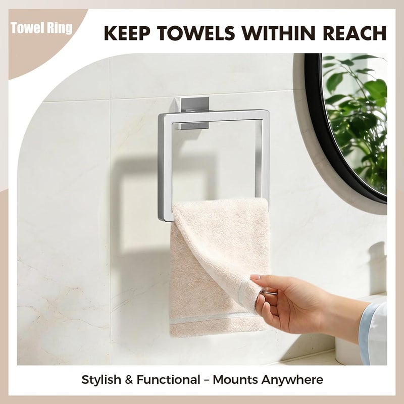 PAHSFS Bathroom Hardware Set Brushed Nickel 5-Pieces Bathroom Towel Rack SUS304 Stainless Steel Bath Towel Bar Set, Towel Racks Wall Mounted. - Image 3