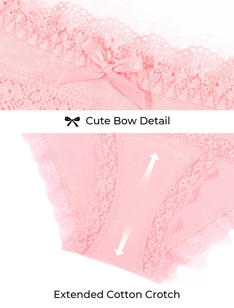 voenxe Women Underwear,Cotton Bikini Brief,Ladies Lace Soft Panties,Breathable Comfortable Undies,Stretch Hipster Multipack,5 Pack Panty XS-XXL - Image 5