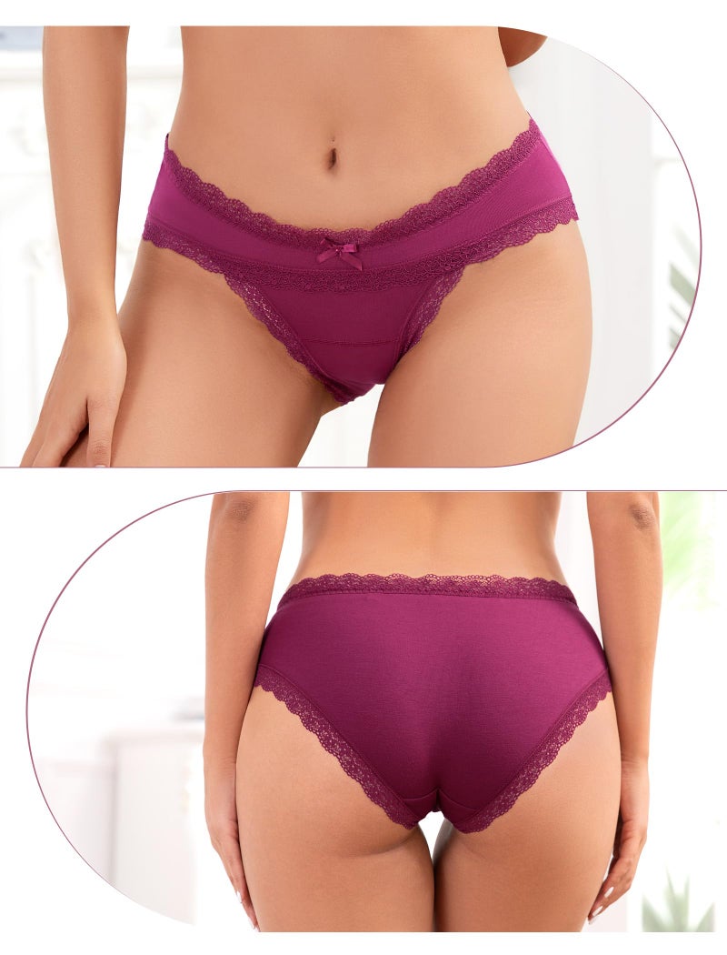 voenxe Women Underwear,Cotton Bikini Brief,Ladies Lace Soft Panties,Breathable Comfortable Undies,Stretch Hipster Multipack,5 Pack Panty XS-XXL - Image 2