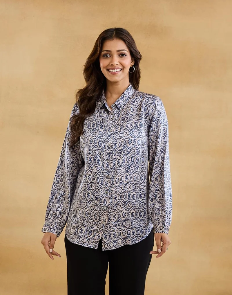 Fabindia Beige Rayon Blend Allure Shirt