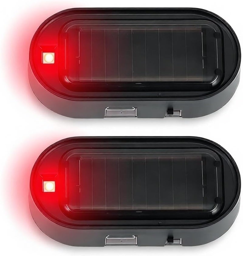 Shudyear Car Solar Power Simulated Dummy Alarm，Anti-Theft LED Flashing Security Light Fake lamp with USB Charger Port，Car Accessories for Most Cars,2PCS (red) - Image 1