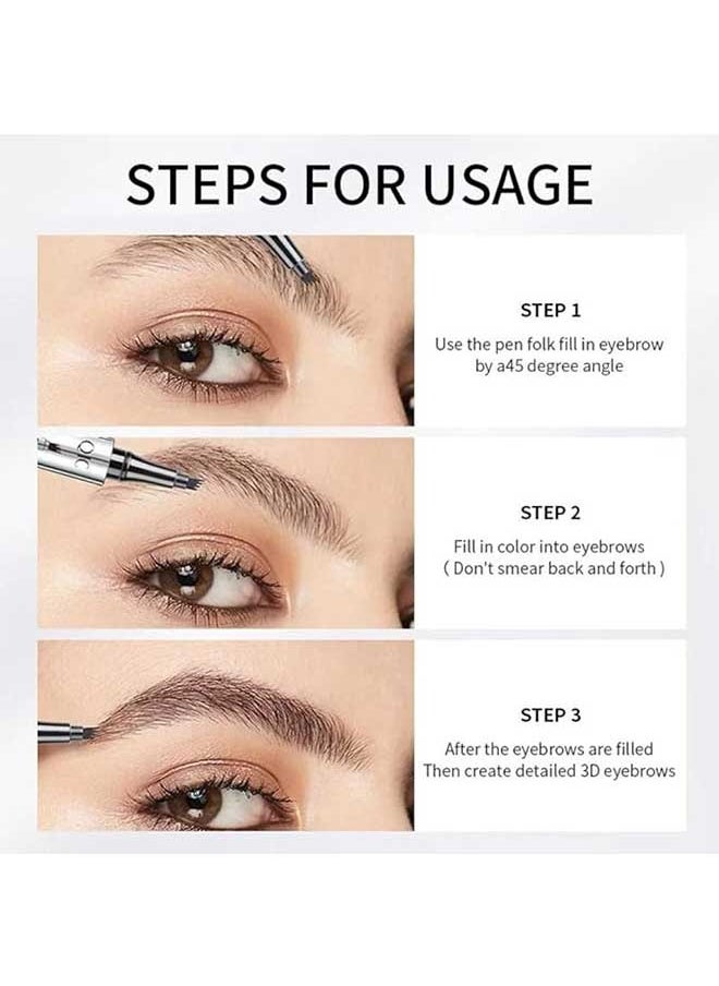 QIC Professional Makeup Eyebrow Pencil, Natural Waterproof Long Lasting Eyebrow Pencil with 4 Tip Micro Fork Tip Applicator, Simple and Easy Makeup (04# Black)  - Image 4