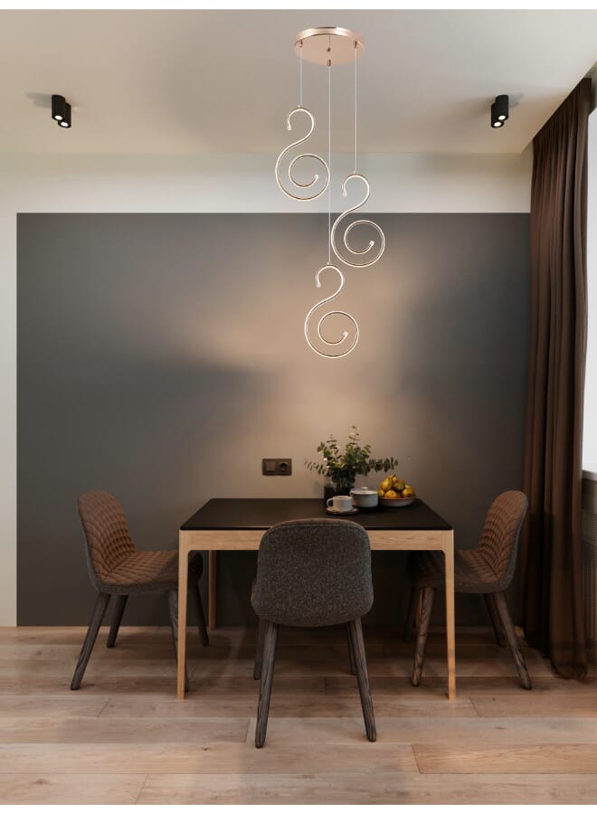 Best Power Modern LED Chandelier 3-Light 7144-3 – 3 Lighting Levels, 60W, 100cm Adjustable Length – Elegant Hanging Pendant Light for Living Room, Dining Room, and Bedroom  - Image 2
