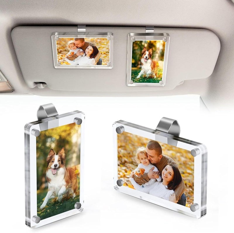 Acrylic Photo Frame for Car Sunvisor Simple Setup None Tools Needed for Displaying Memories and Organizing Small Items Securely Organizers Photo Frame - Image 2