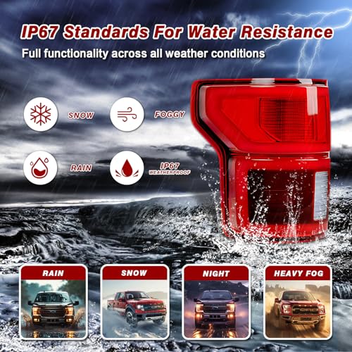ZSBMP LED Lariat/Platinum Tail Lights Compatible With Ford F150 2018 2019 2020 w/Blind Spot F-150 Rear Lights Brake Lamp With New Led Light Bulbs And Plugs (Right Passenger Side) - Image 3