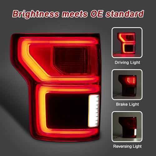 ZSBMP LED Lariat/Platinum Tail Lights Compatible With Ford F150 2018 2019 2020 w/Blind Spot F-150 Rear Lights Brake Lamp With New Led Light Bulbs And Plugs (Right Passenger Side) - Image 5