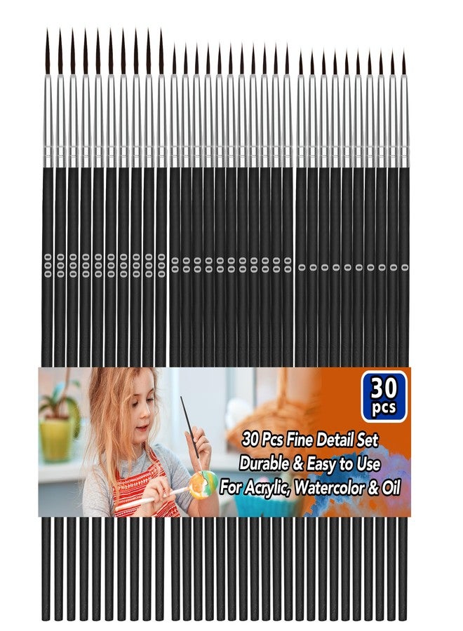 Bonison 30pcs Miniature Paint Brushes Set for Acrylic Watercolor Oil, Detail Fine Paint Brush Kit with 3 Sizes #0#00#000 for Models, Nail Art, Crafts, Rock Painting Supplies - Image 1