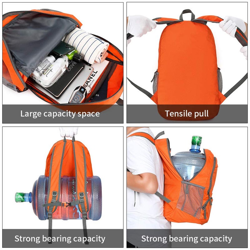 FENGDONG 35L Lightweight Foldable Waterproof Packable Travel Hiking Backpack Daypack for men women Orange - Image 5