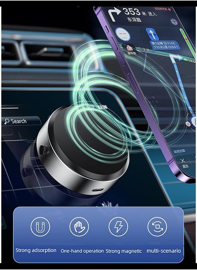 V2COM - Double-Sided Phone Holder: Innovative Dual Suction Cup and Magnetic Design, Magnetic Suction Phone Mount, Adjustable Cell Phone Mount (Black) - Image 1