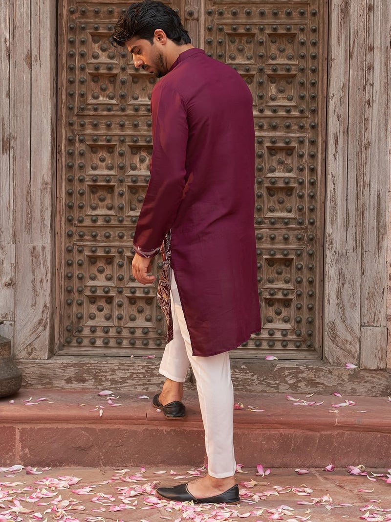 jompers طقم كورتا مستقيم مزخرف باللون الأرجواني من جومبرز للرجال - Image 3