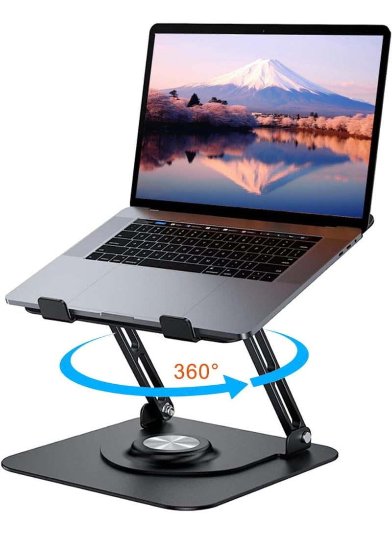 Adjustable Laptop Stand with 360° Rotating Base – Ergonomic and Ventilated – Fits 10 to 17 Inch Laptops – Carbon Metal Design - Image 2