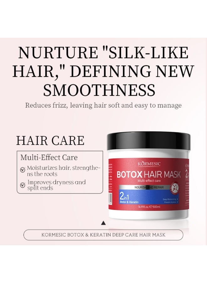 Kormesic 500ml Botox Hair Mask Repair Dry Damaged Nourishing Moisturizing Strengthening Improve Rough Hair & Promote Smooth Hairs Keratin Hydrolyzed Collagen Hair Botox Treatment Mask - Image 3