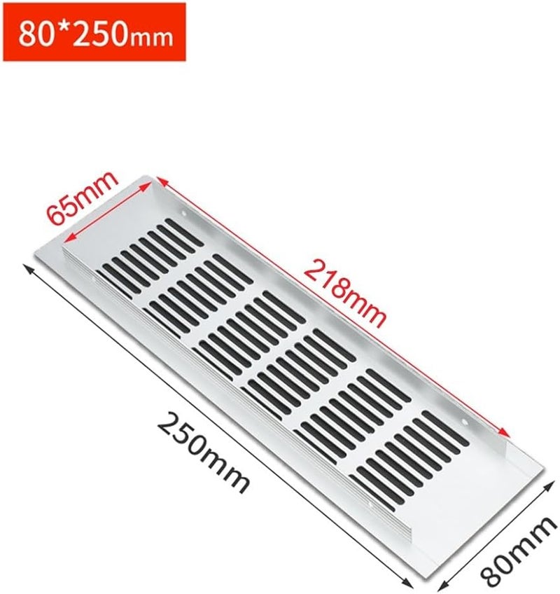 Aluminum Alloy Ventilation Grille 80x250mm Silver for Cabinet Wardrobe Door - Image 3