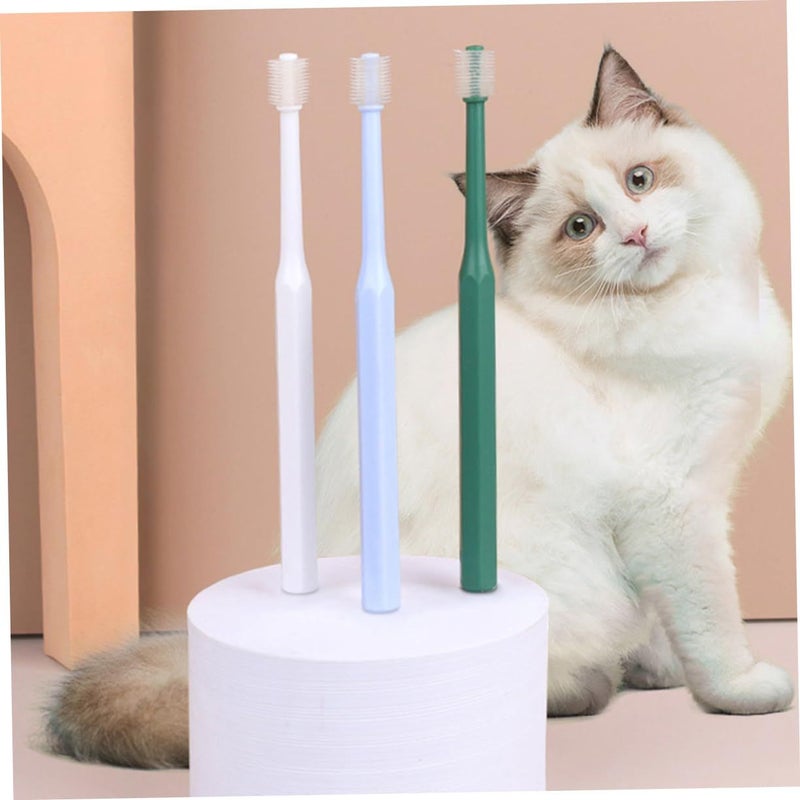 4 Pet Toothbrush Set Comfortable Non Handle for Dogs Cats Easy Teeth Cleaning - Image 5