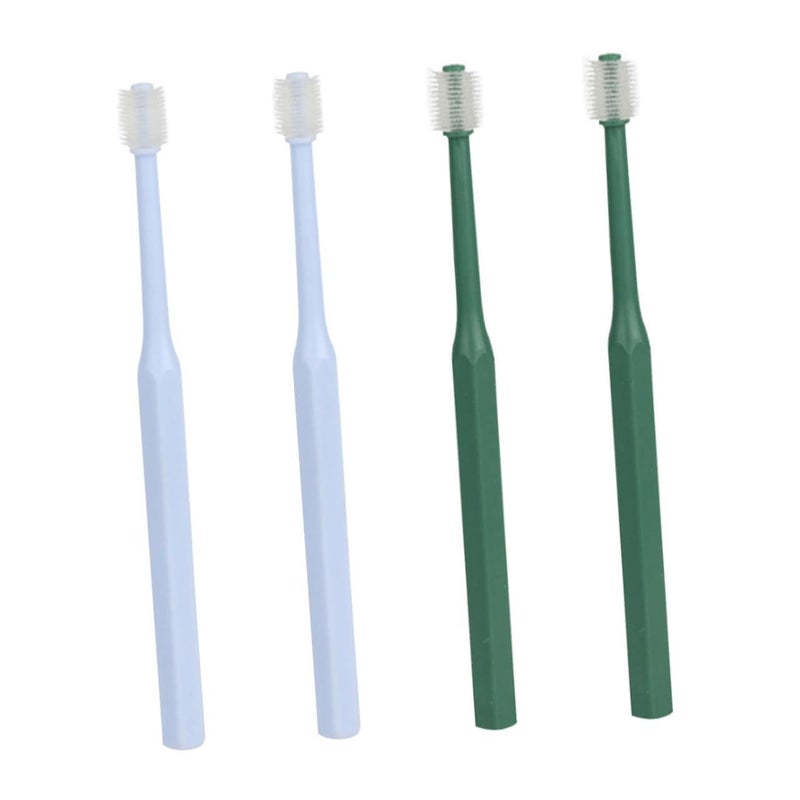 4 Pet Toothbrush Set Comfortable Non Handle for Dogs Cats Easy Teeth Cleaning - Image 2