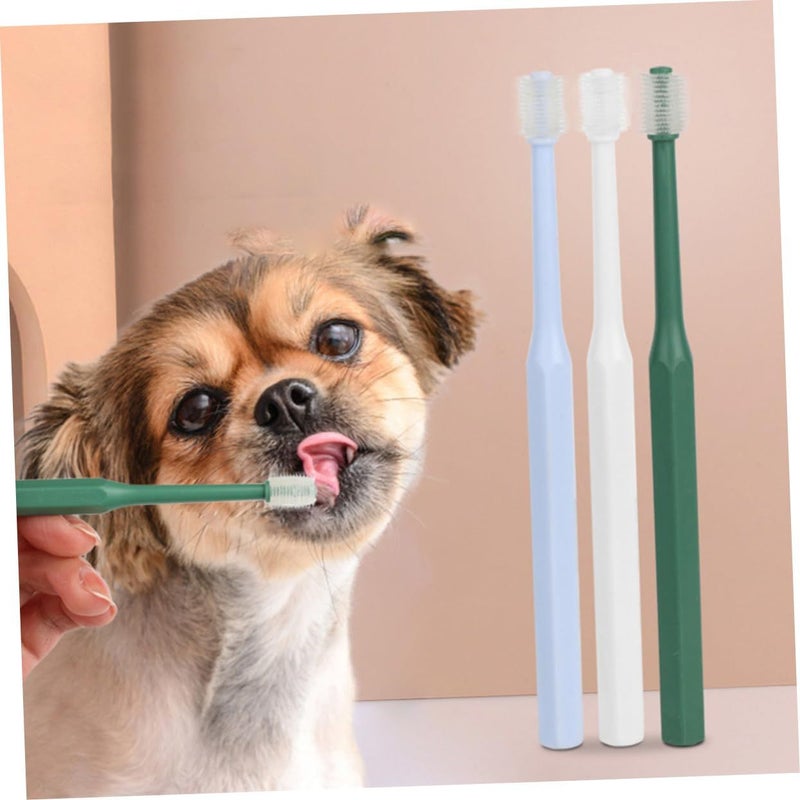 4 Pet Toothbrush Set Comfortable Non Handle for Dogs Cats Easy Teeth Cleaning - Image 4