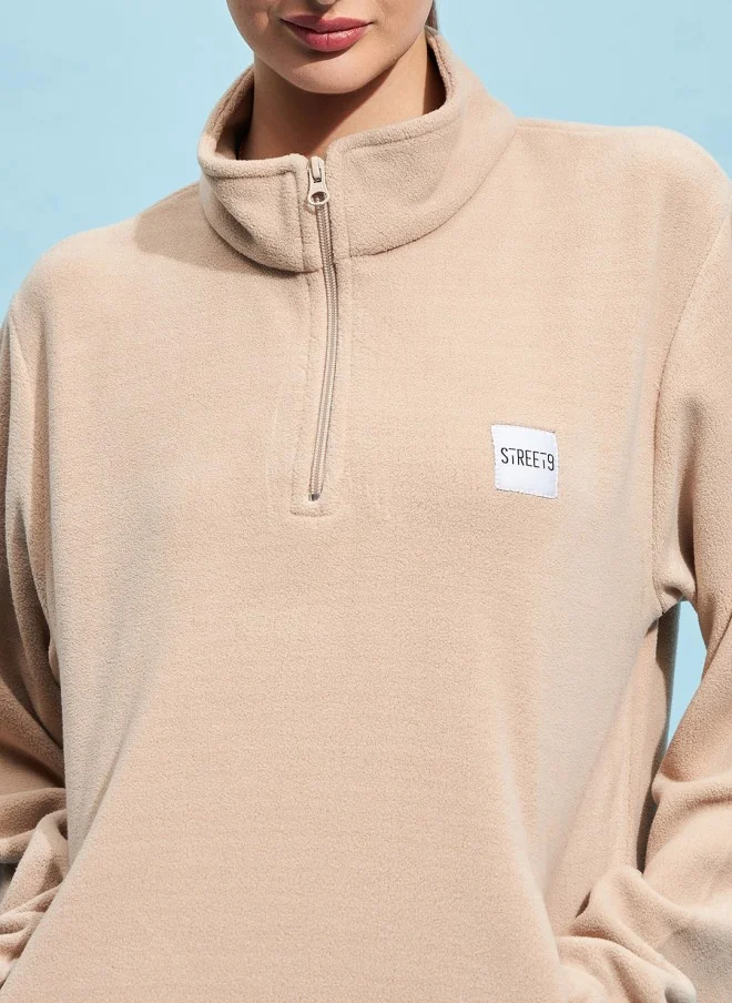 STREET 9 Beige Oversized Sweatshirt for Women