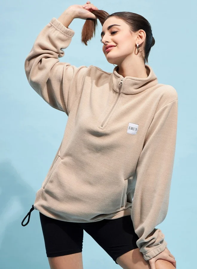 STREET 9 Beige Oversized Sweatshirt for Women