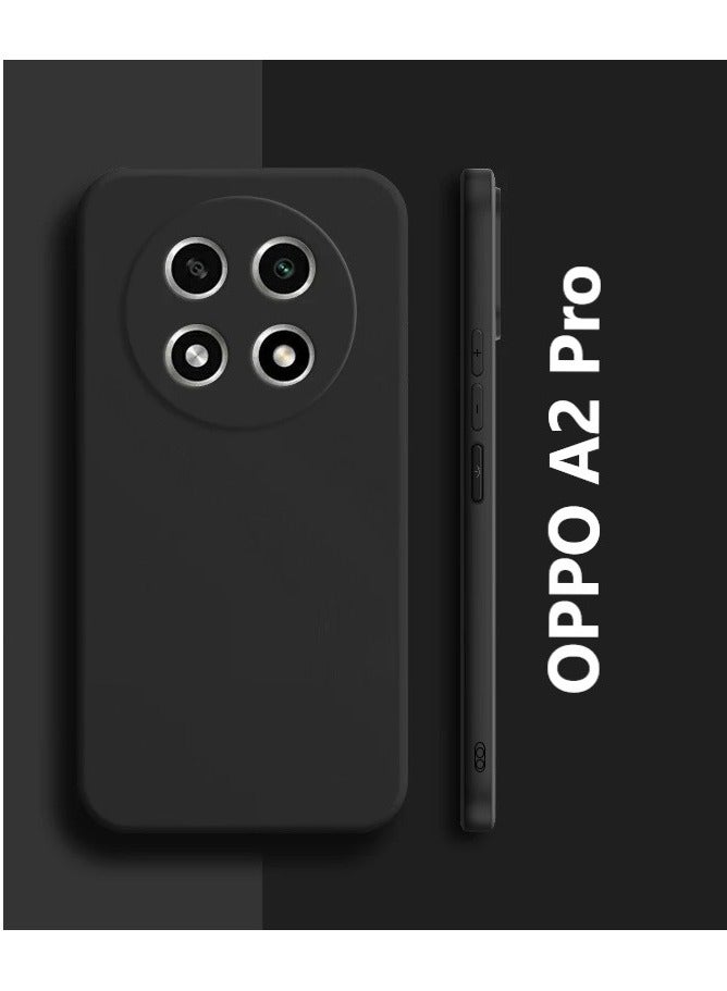 HuHa OPPO A2 Pro Case Cover, Soft Silicone Gel Rubber Shockproof Matte Finish Back Cover with Camera Protection Case for Oppo A2 Pro - Black