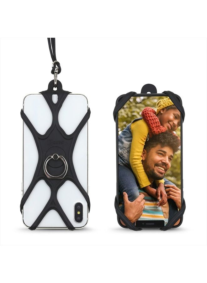 Gear Beast Universal Phone Lanyard Holder and Ring Grip, Silicone Cell Phone Lanyard Neck Strap and Phone Ring Holder Stand Compatible with Most Smartphones - Image 1