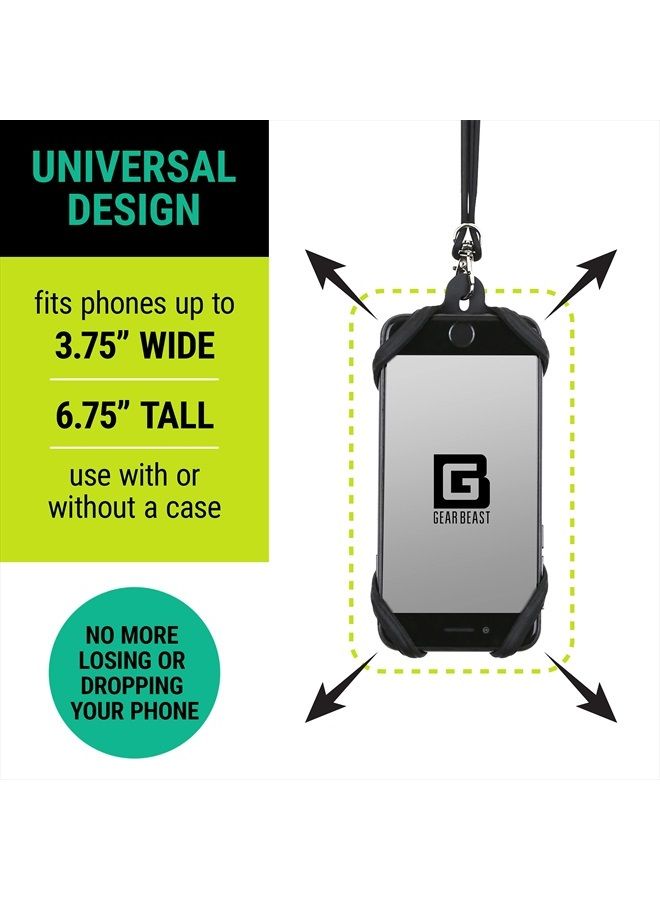 Gear Beast Universal Phone Lanyard Holder and Ring Grip, Silicone Cell Phone Lanyard Neck Strap and Phone Ring Holder Stand Compatible with Most Smartphones - Image 2