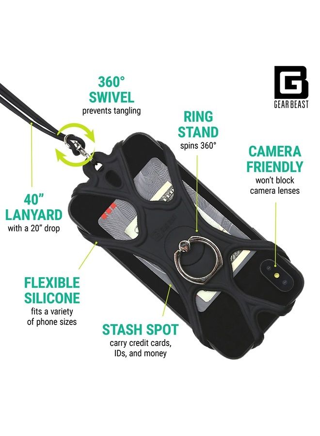 Gear Beast Universal Phone Lanyard Holder and Ring Grip, Silicone Cell Phone Lanyard Neck Strap and Phone Ring Holder Stand Compatible with Most Smartphones - Image 4