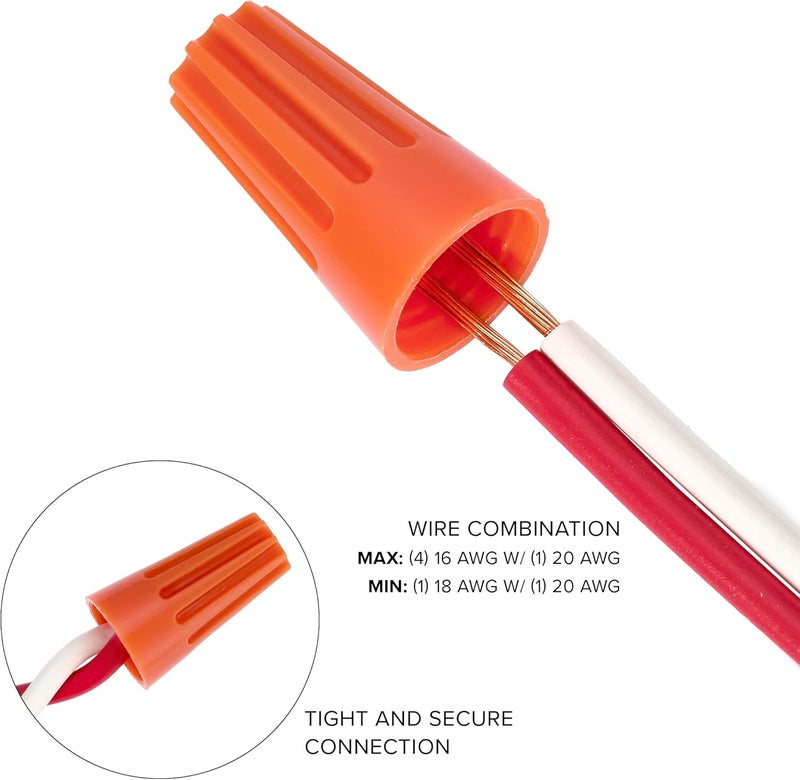 Maxxima Orange Electrical Wire Connector Screw Terminal - 500 Pack, Cone Shaped, UL Listed and ROHS Compliant, Ideal for Electrical Projects and Home Lighting Needs - Image 4